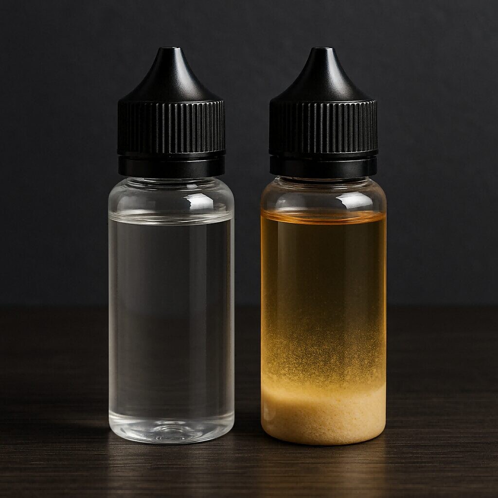 E-liquid bottle and sediment display Flavor Concentrates for E-Liquids