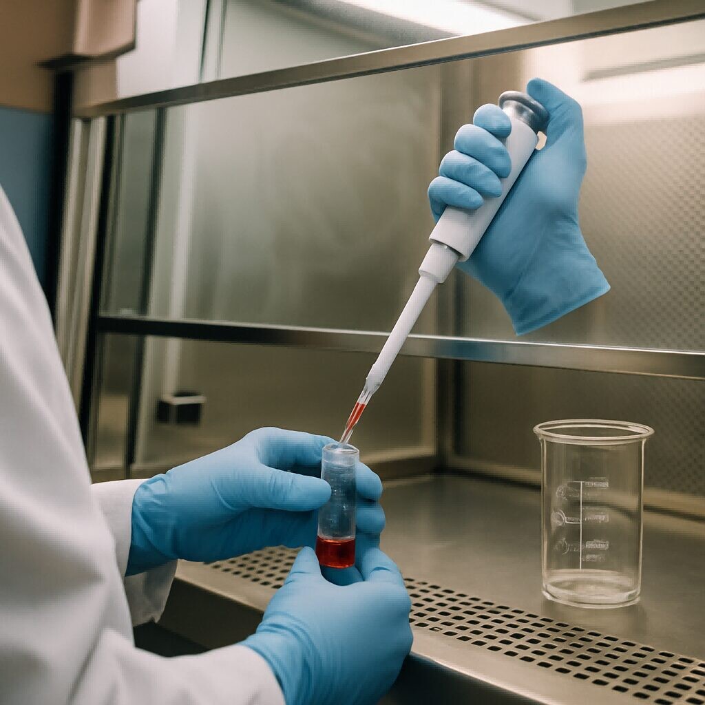 Flavor Concentrates for E-Liquids-Laboratory technicians titrating liquids